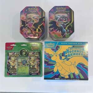 Pokemon Ascended Heroes Card Collection ETB, Blister Pack & Mega Charizard Tins